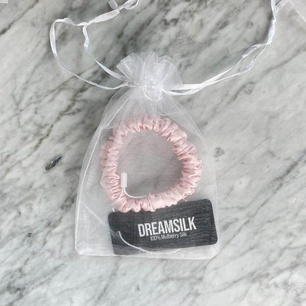 DREAMSILK Pink Silk Scrunchie — Skinny