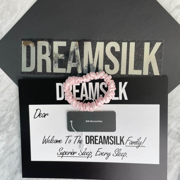 DREAMSILK Pink Silk Scrunchie — Skinny