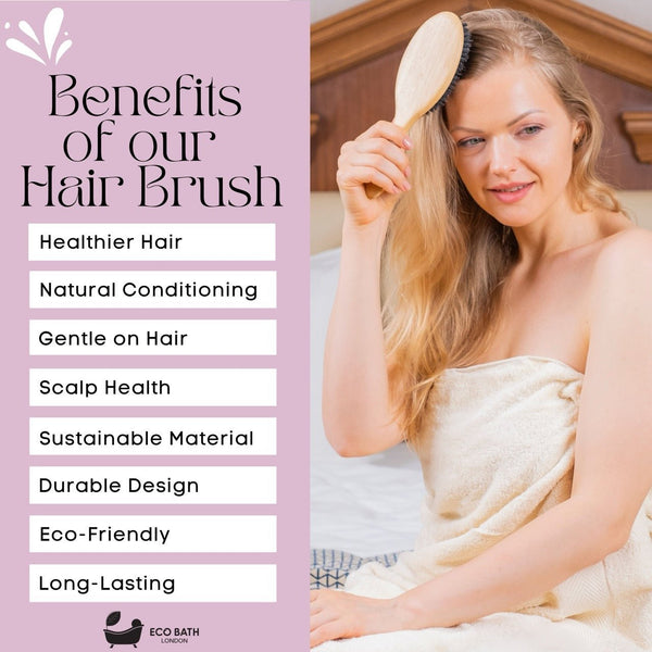 Eco Bath Bamboo Hair Brush with Boar Bristles
