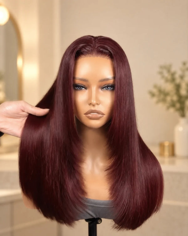 Chic Luxe Hair original style photograph on a neutral dressing-room background.