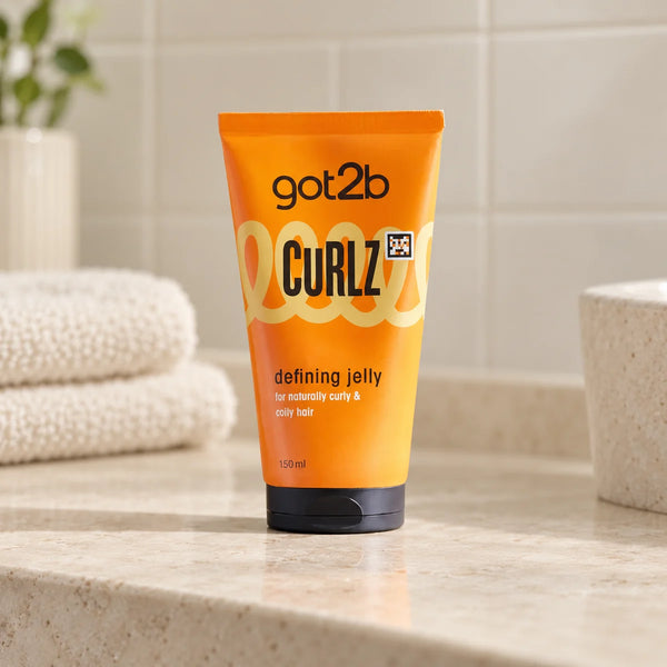 got2b Curlz Defining Jelly — 150 ml on a bathroom vanity.