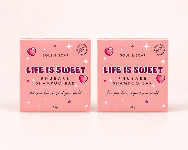 Soul & Soap Life Is Sweet Shampoo — 2 × 55g Bars — 2 individually packaged bars
