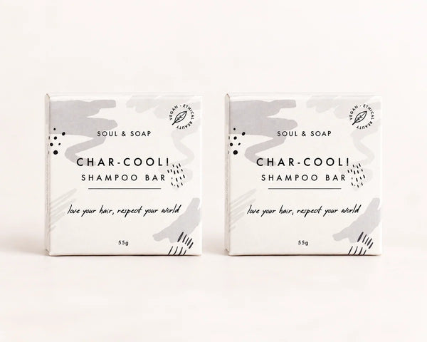 Soul & Soap Char-Cool Shampoo — 2 × 55g Bars — 2 individually packaged bars