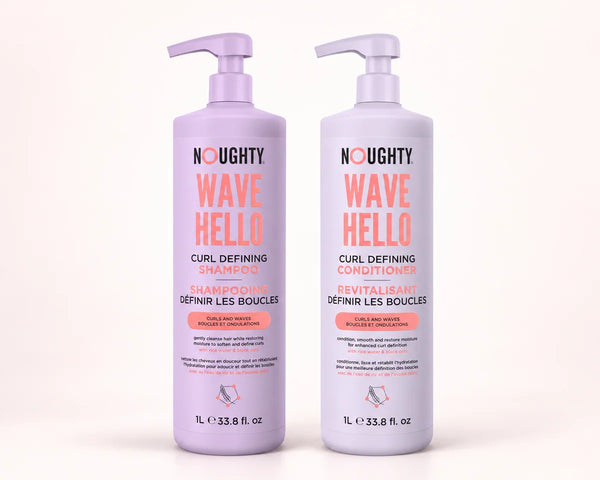 Noughty wave hello shampoo and conditioner duo — 1 litre + 1 litre
