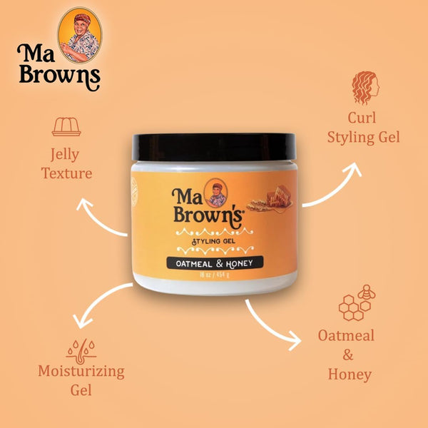 Ma Brown's Styling Gel: Strong Hold & Frizz Control for All Hair Types — 16 oz