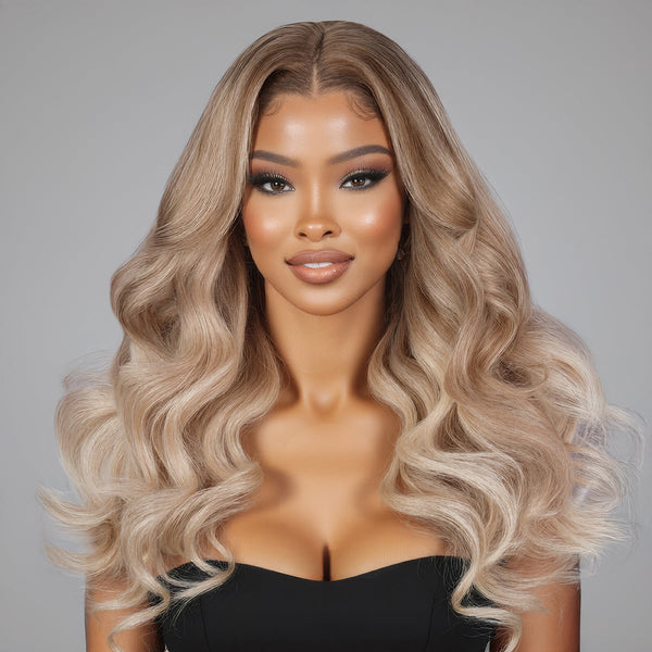 Chic Luxe Hair Ash Blonde Balayage Wig — Body Wave — 6x5 Lace