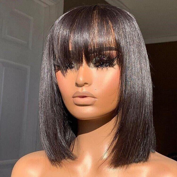 Chic Luxe Hair Short Bob With Bang Wig — Lace Front — Glueless Wear & Go