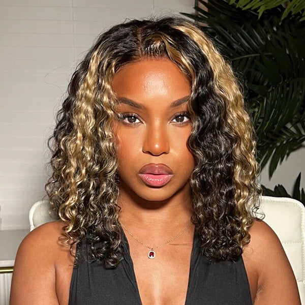 Chic Luxe Hair Glueless Lace Front Highlight Honey Blonde Short Wig