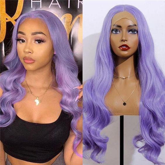 Chic Luxe Hair Lace Front Wavy Straight Light Lavender Glueless Wig