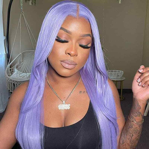 Chic Luxe Hair Lace Front Wavy Straight Light Lavender Glueless Wig