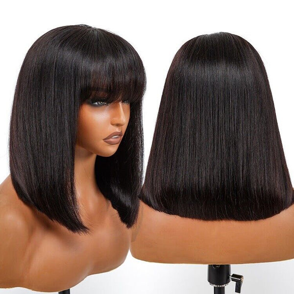 Chic Luxe Hair Short Bob With Bangs Wig — 5x5 Closure — Glueless
