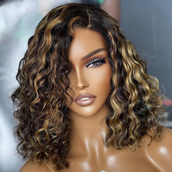 Chic Luxe Hair Glueless Lace Front Highlight Honey Blonde Short Wig