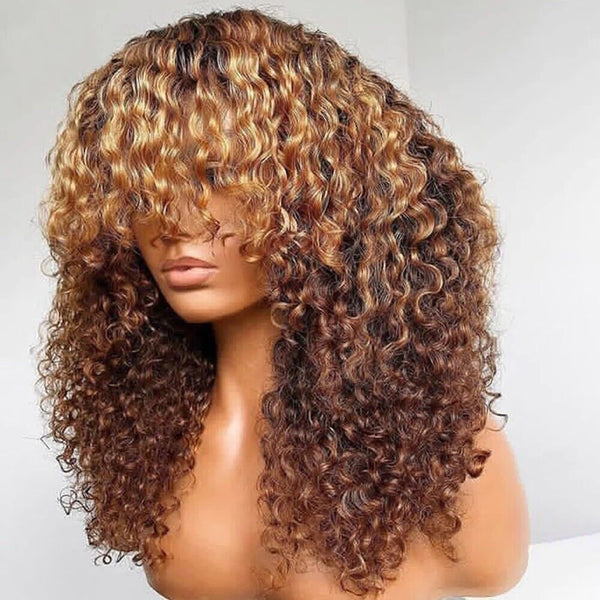 Chic Luxe Hair Glueless Curly Wig With Bangs — Short/Long