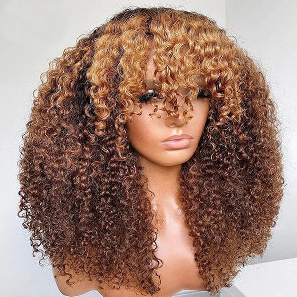 Chic Luxe Hair Glueless Curly Wig With Bangs — Short/Long