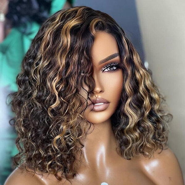 Chic Luxe Hair Glueless Lace Front Highlight Honey Blonde Short Wig