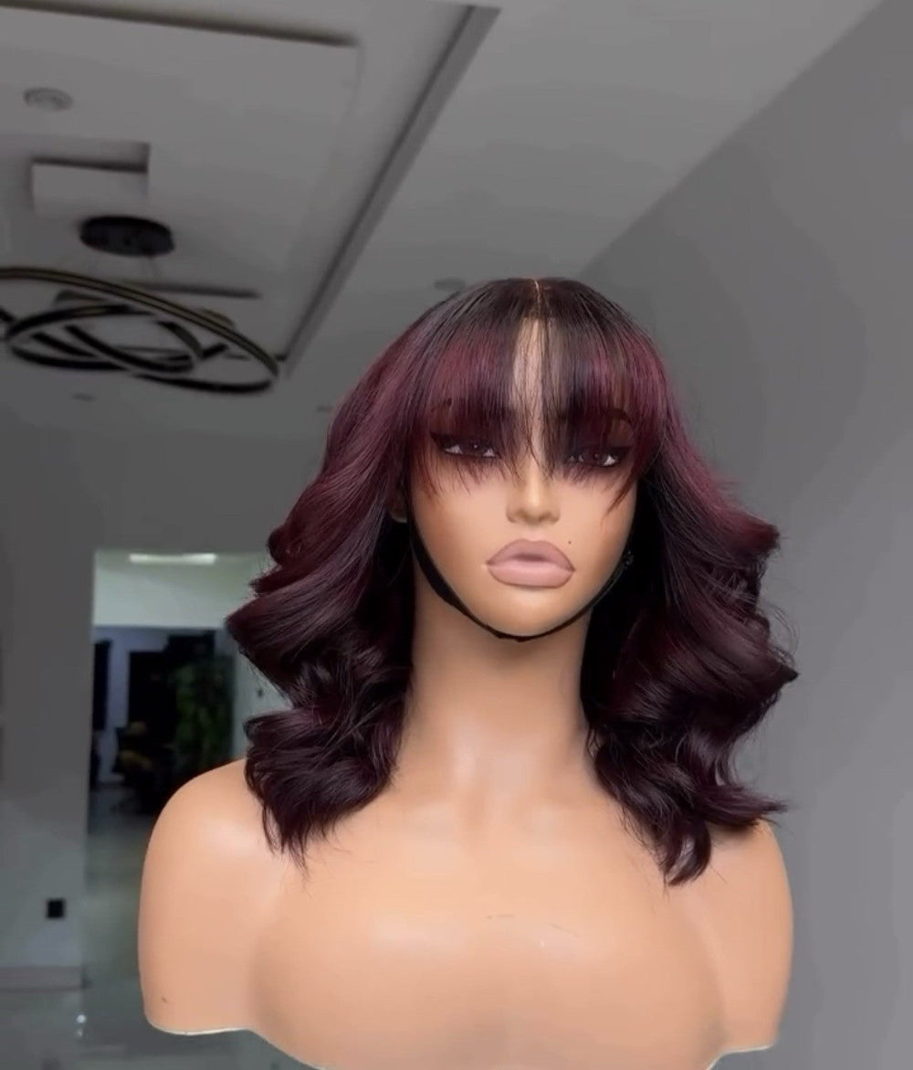 Chic Luxe Hair Wavy Fringe Bob Wig