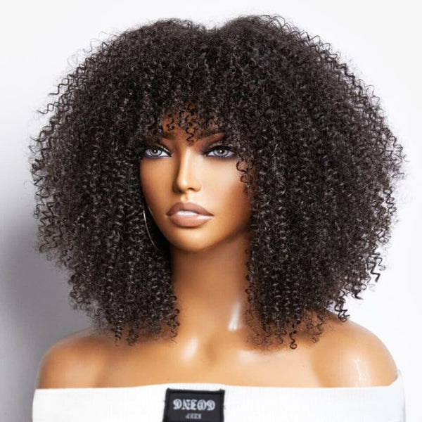 Chic Luxe Hair Glueless Curly Wig With Bangs — Short/Long