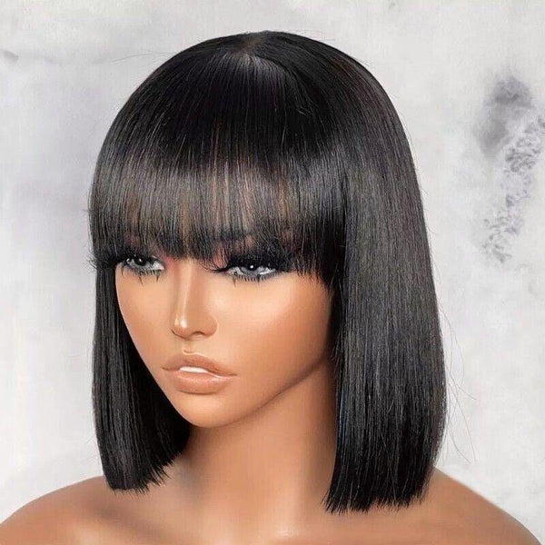 Chic Luxe Hair Short Bob With Bang Wig — Lace Front — Glueless Wear & Go
