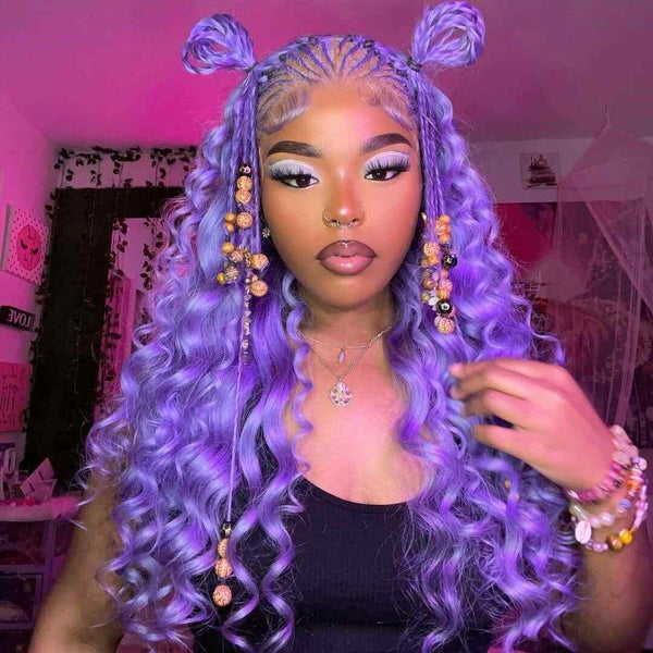 Chic Luxe Hair Lace Front Wavy Straight Light Lavender Glueless Wig