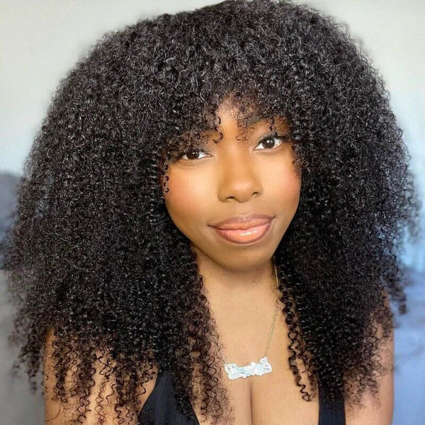 Chic Luxe Hair Glueless Curly Wig With Bangs — Short/Long