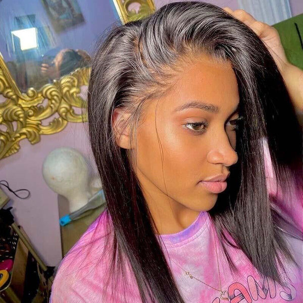 Chic Luxe Hair Straight Short Full Invisible Crystal Lace Front Wig
