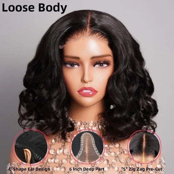 Chic Luxe Hair Wavy Bob Wig — Lace Front — Glueless — Short
