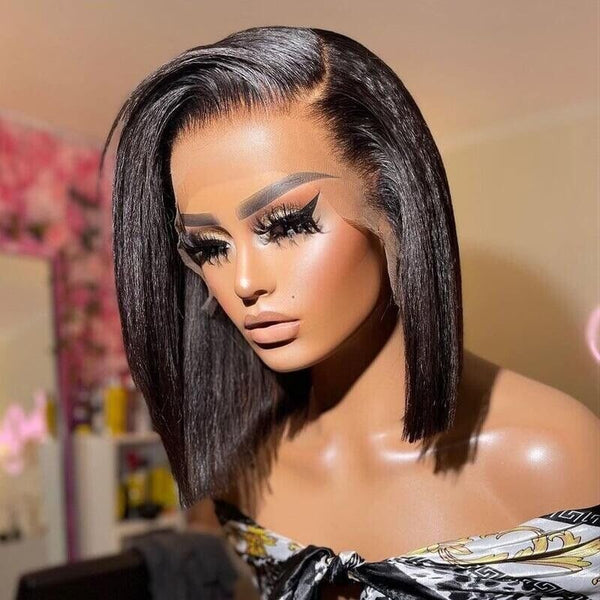 Chic Luxe Hair Straight Short Full Invisible Crystal Lace Front Wig