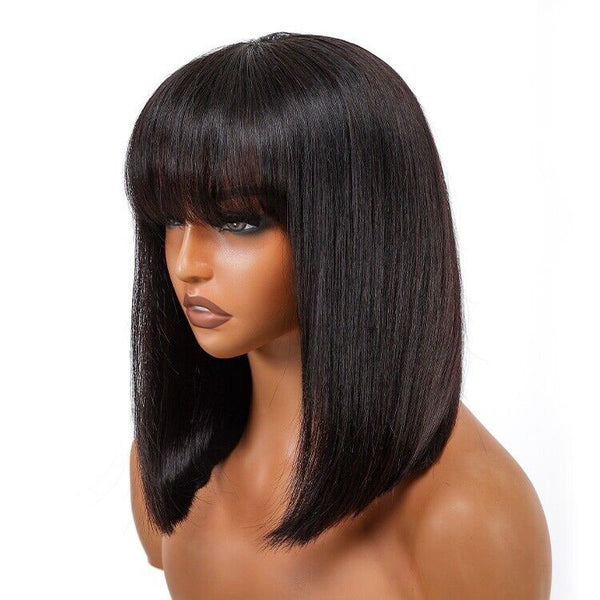 Chic Luxe Hair Short Bob With Bangs Wig — 5x5 Closure — Glueless
