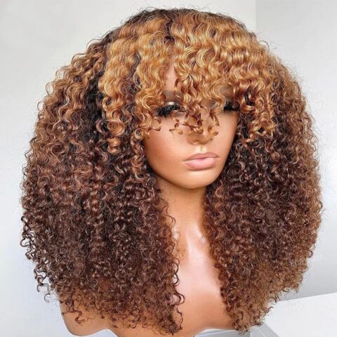 Chic Luxe Hair Glueless Curly Wig With Bangs — Short/Long
