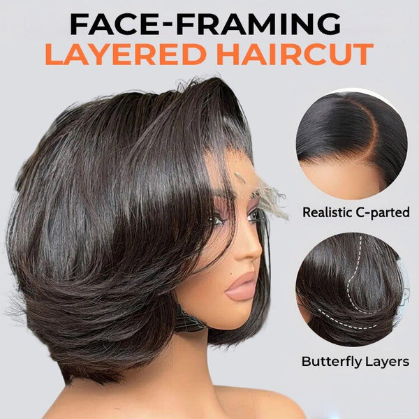 Chic Luxe Hair Butterfly Layered Cut Short Bob Ready To Go Glueless Wig