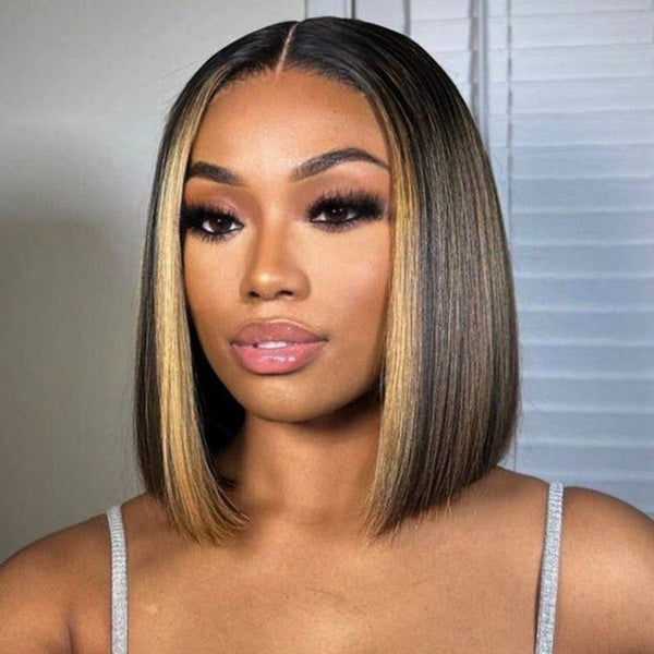 Chic Luxe Hair Blunt Cut Short Bob Ready To Go Glueless Lace Front Wig