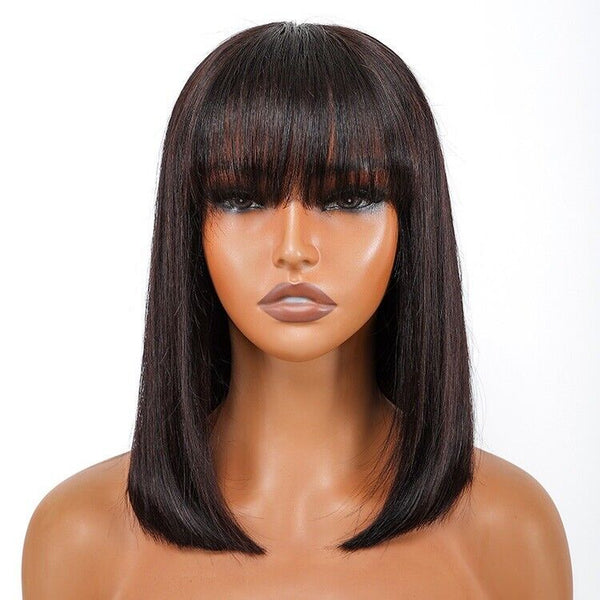 Chic Luxe Hair Short Bob With Bangs Wig — 5x5 Closure — Glueless