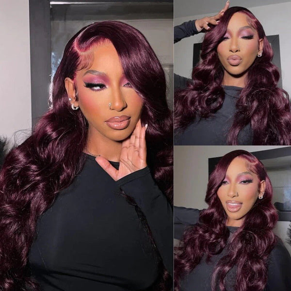 Chic Luxe Hair Glueless Full Lace Front Dark Purple Wavy Long Wig
