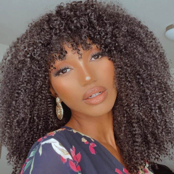 Chic Luxe Hair Glueless Curly Wig With Bangs — Short/Long