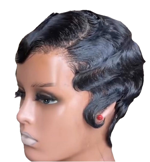 Chic Luxe Hair Pixie Cut Finger Wavy Pre-Styled Short Wig