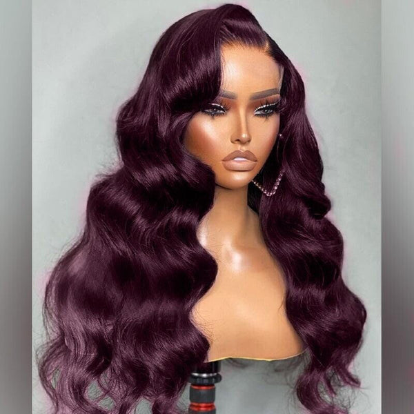 Chic Luxe Hair Glueless Full Lace Front Dark Purple Wavy Long Wig