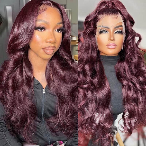 Chic Luxe Hair Glueless Full Lace Front Dark Purple Wavy Long Wig