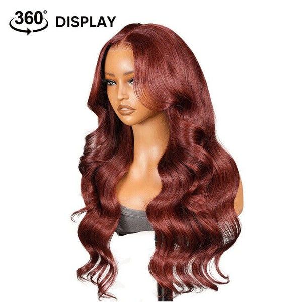 Chic Luxe Hair Vietnamese Angora Red Wavy Wig — 13x6 Frontal — Layered Cuts