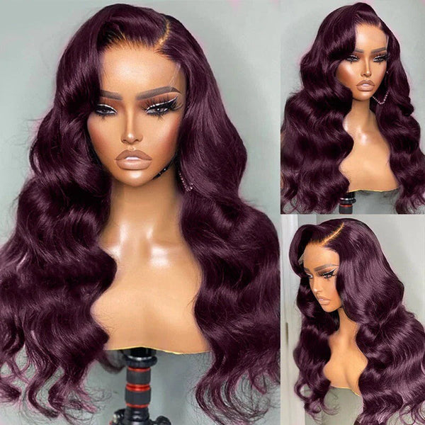 Chic Luxe Hair Glueless Full Lace Front Dark Purple Wavy Long Wig