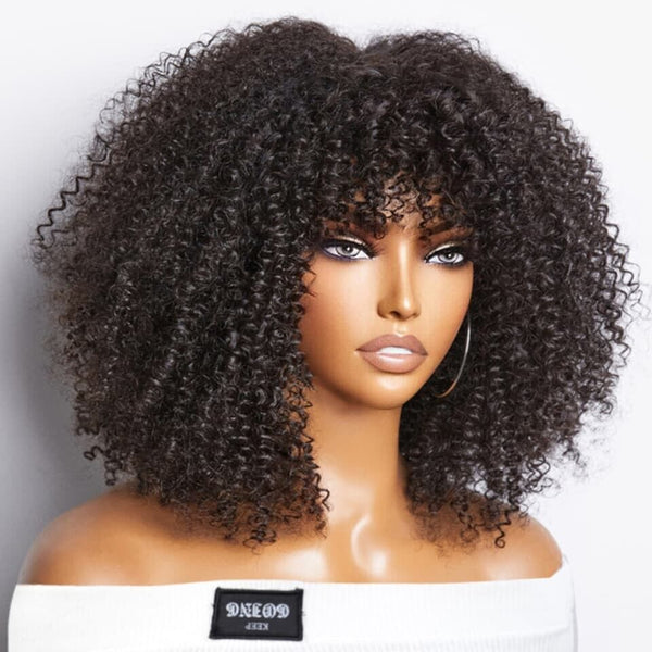 Chic Luxe Hair Glueless Curly Wig With Bangs — Short/Long