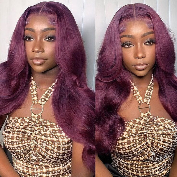 Chic Luxe Hair Glueless Full Lace Front Dark Purple Wavy Long Wig