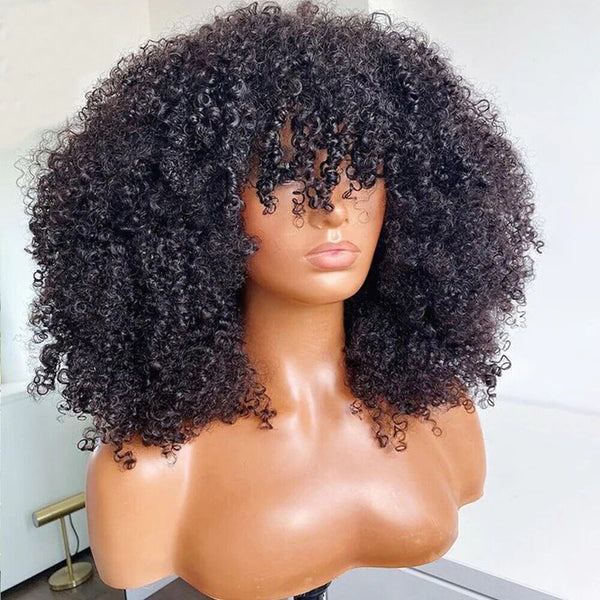 Chic Luxe Hair Glueless Curly Wig With Bangs — Short/Long