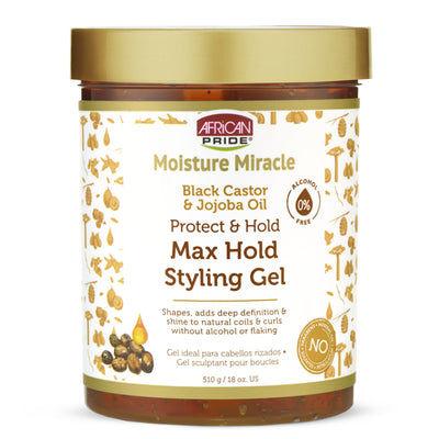 African Pride Moisture Miracle Black Castor & Jojoba Max Hold Styling Gel — 18 oz