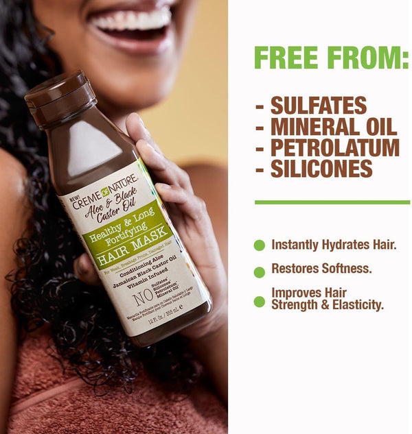 Creme Of Nature Aloe & Black Castor Oil Healthy & Long Fortifying Hair Mask — 12 oz