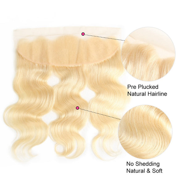 Chic Luxe Hair Invisible Knot Bleached 613 Blonde 13x4 13x6 Lace Frontal Wig