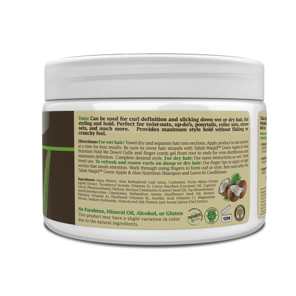 Taliah Waajid Green Apple & Aloe Nutrition Hold Me Down Gelle Strong Hold & Nourishment for All Hair Types — 12 oz