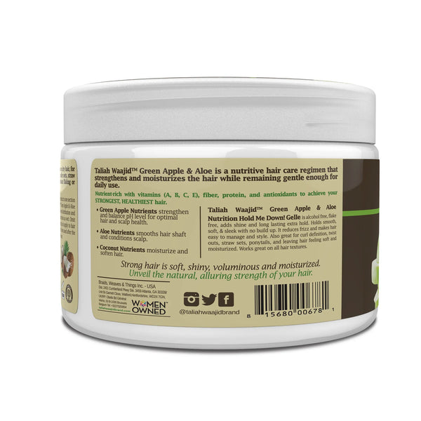 Taliah Waajid Green Apple & Aloe Nutrition Hold Me Down Gelle Strong Hold & Nourishment for All Hair Types — 12 oz