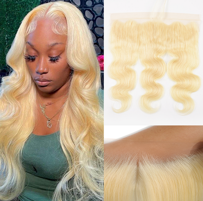 Chic Luxe Hair Invisible Knot Bleached 613 Blonde 13x4 13x6 Lace Frontal Wig