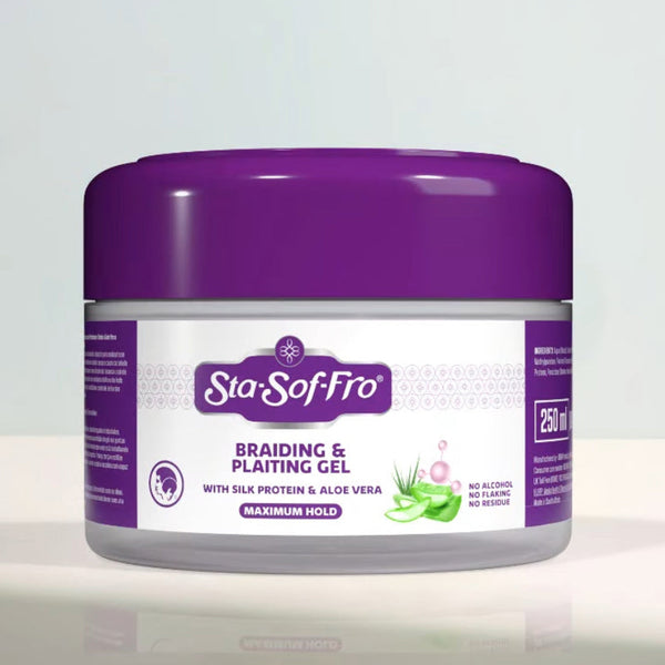 Sta Sof Fro Silk Protein & Aloe Vera Braiding & Plaiting Gel for Frizz-Free, Defined Braids & Twists — 250 ml