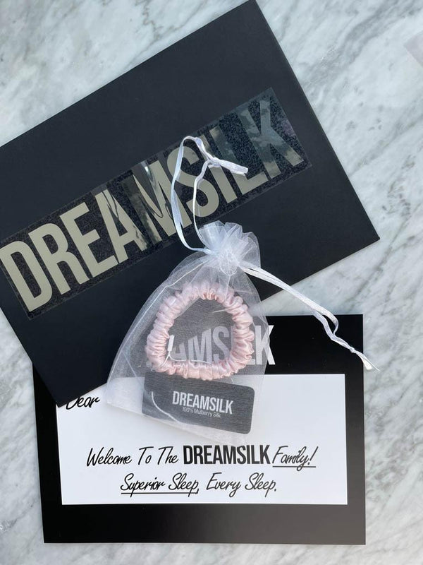 DREAMSILK Pink Silk Scrunchie — Skinny